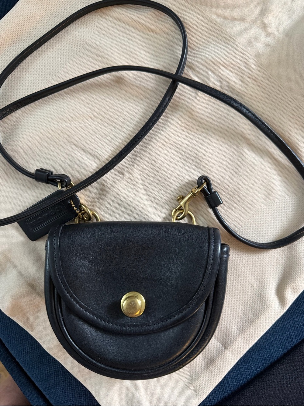 Coach Black Leather Mini Saddle Crossbody with Gold Hardware